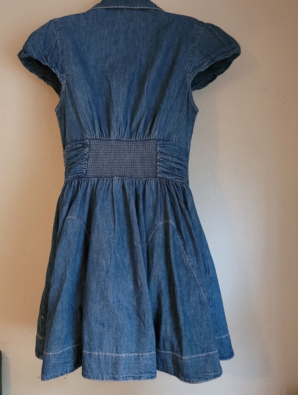 Free People Dark Blue Denim Button-Front Fit-and-Flare Mini Dress - Picture 8 of 13